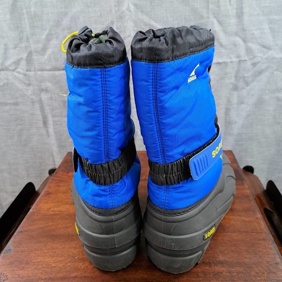 SOREL FLURRY Insulated Winter Boots Color Black Blue Yellow 1855251014 Big Kid 5 - Picture 3 of 8